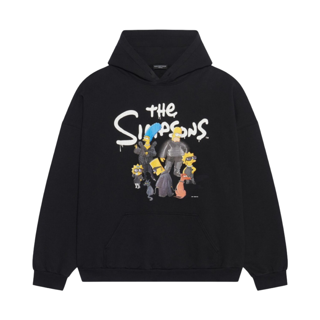 발렌시아가 더 심슨 & 20주년 텔레비전 와이드 핏 후드 블랙