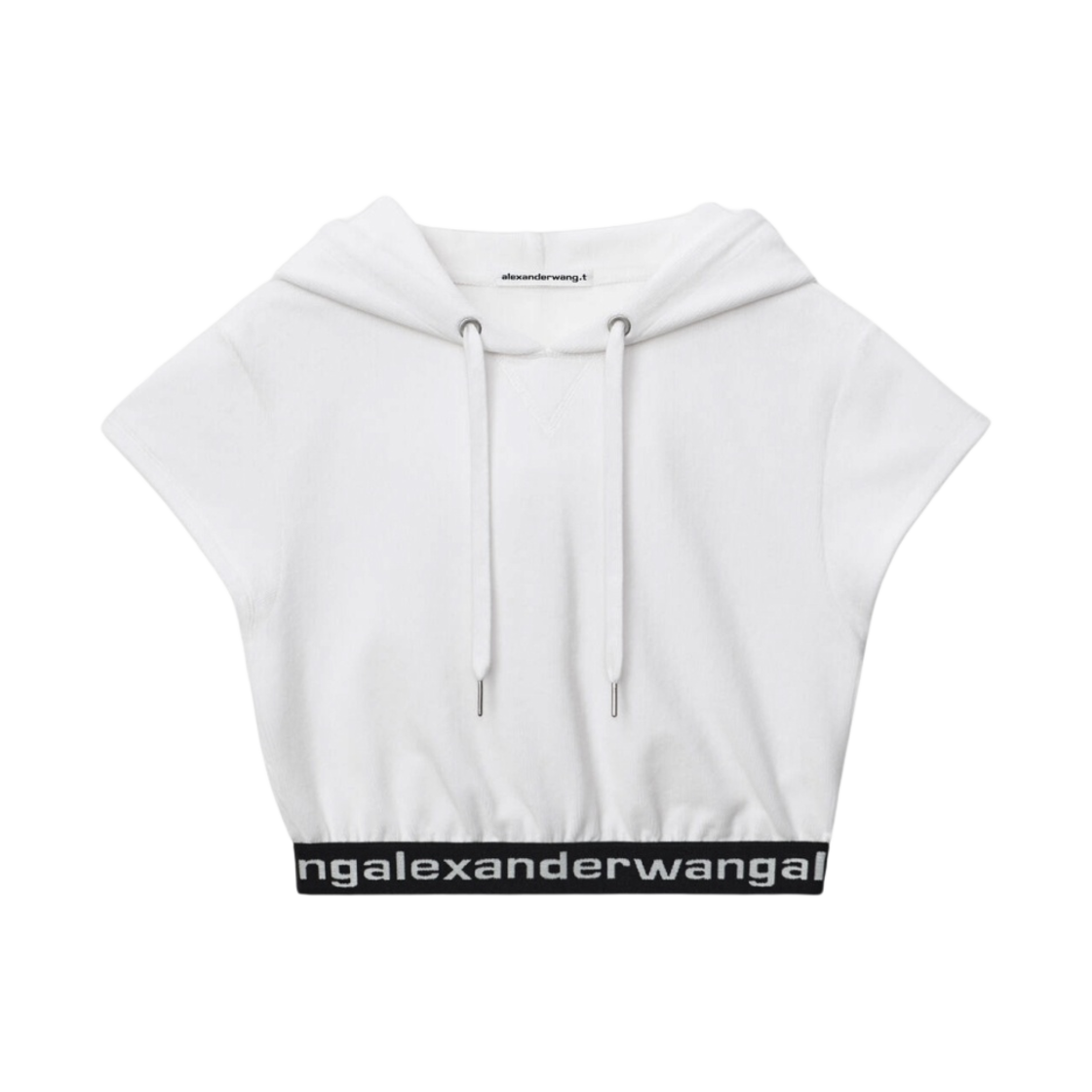 (W) 알렉산더 왕 스트레치 코듀로이 캡 슬리브 후드 화이트((W) Alexander Wang Cap Sleeve Hoodie in Stretch Corduroy White)
