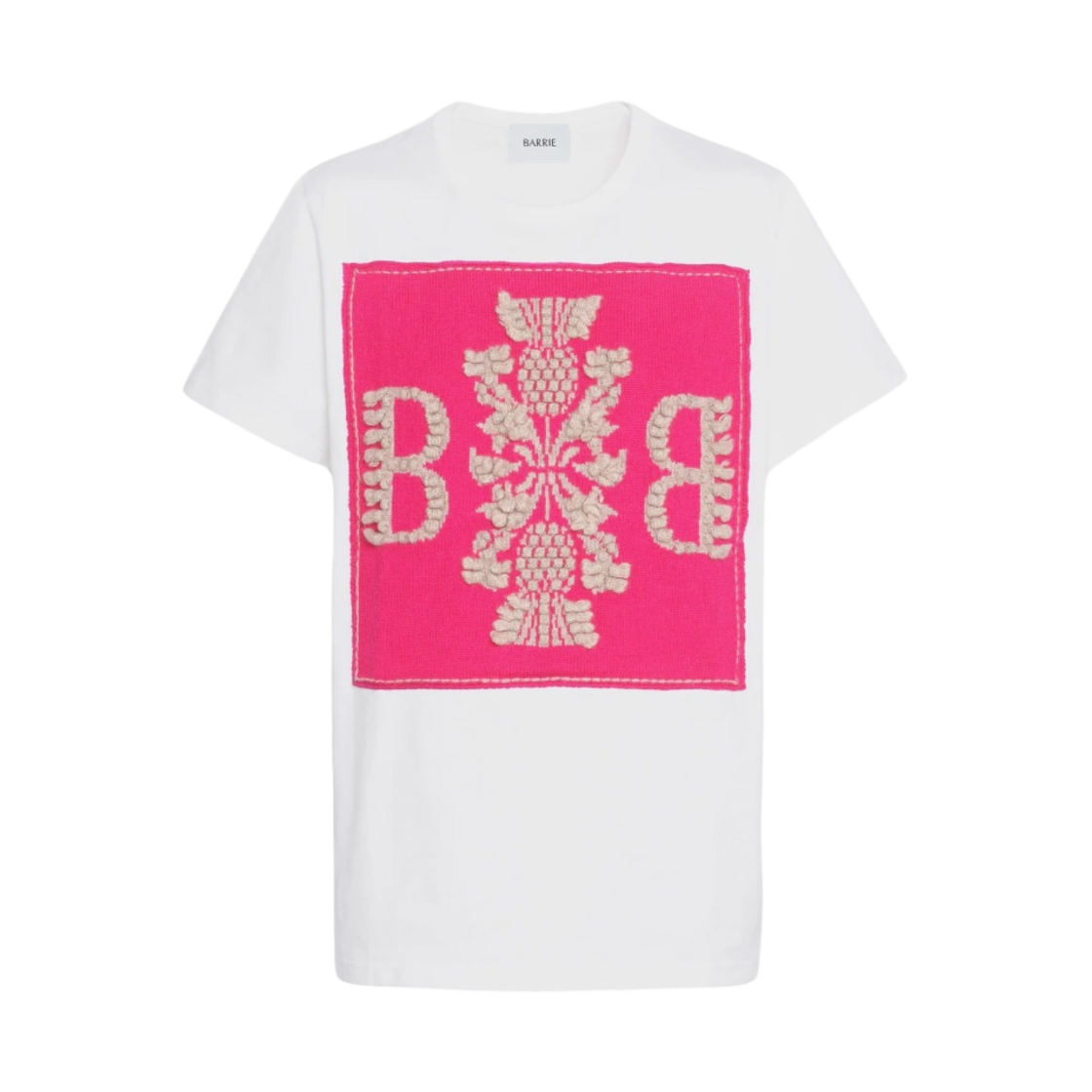 C104752710 Barrie Logo Cashmere Patch Cotton T-Shirt Pink
