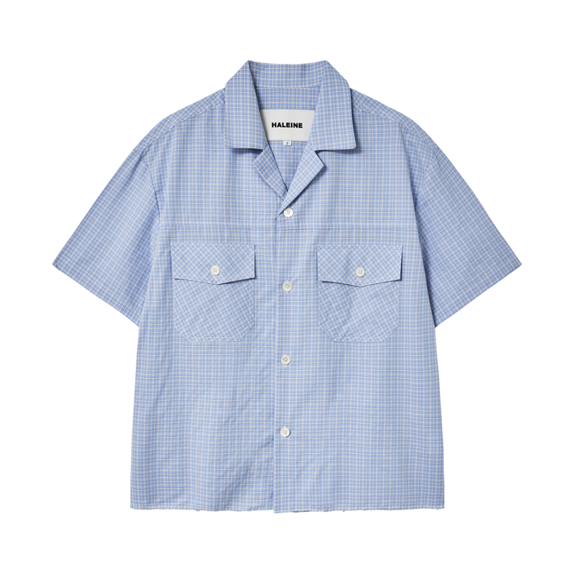 알렌느 오픈 칼라 체크 셔츠 블루