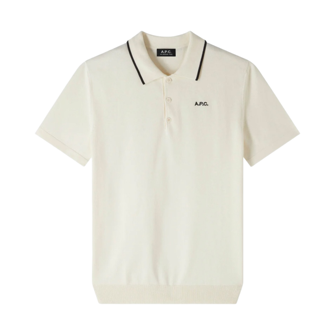 COGDK-H23309-TAK A.P.C. Flynn Polo Shirt Off White Black