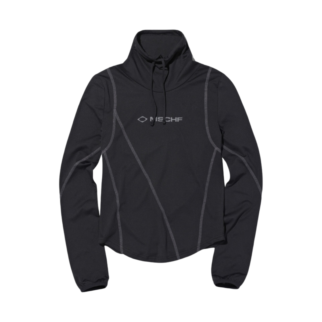 (W) 미스치프 드레이프 터틀넥 탑 블랙((W) Mischief Draped Turtleneck Top Black)