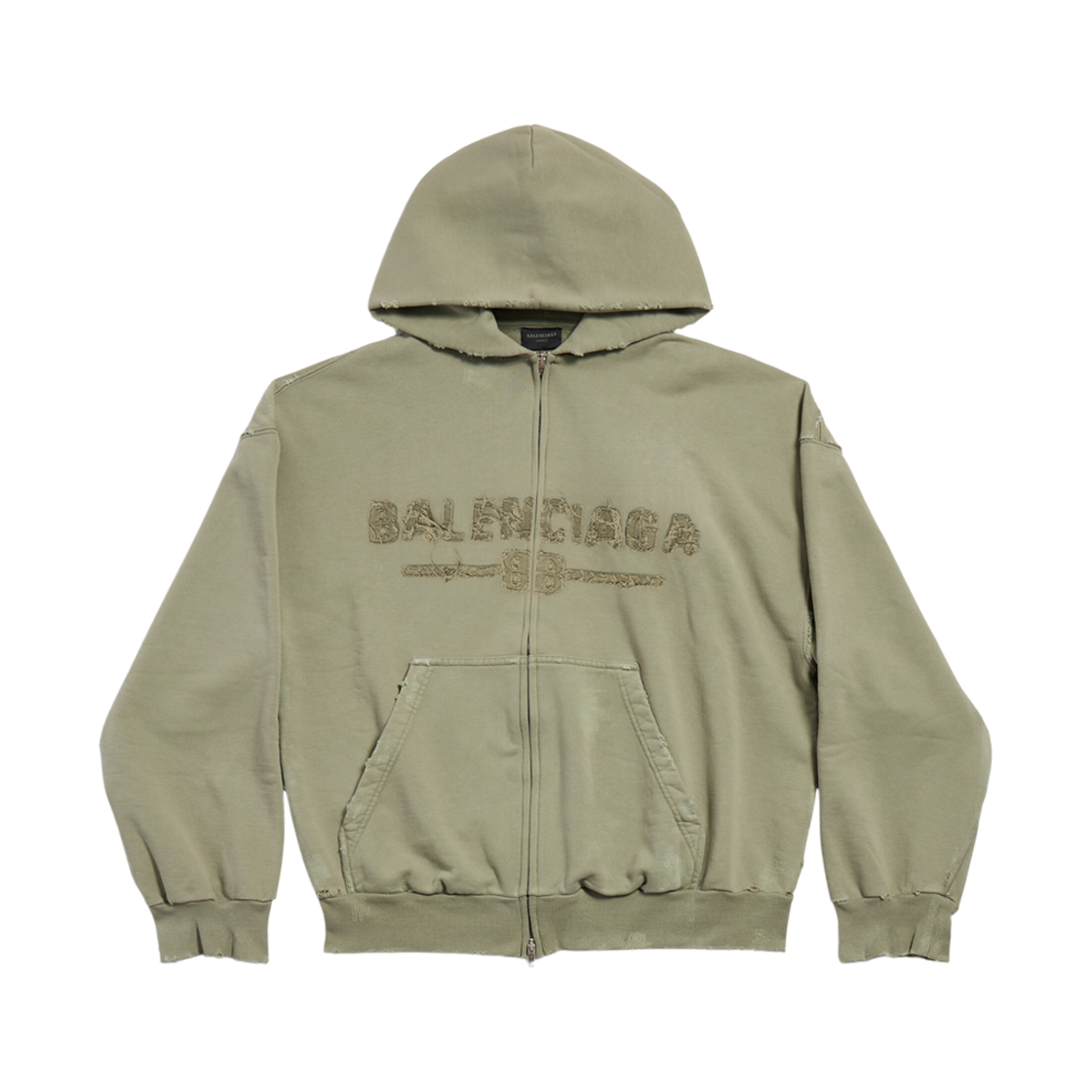 (W) 발렌시아가 뉴 이어 시리즈 25 레귤러 핏 집업 후드 아미 그린((W) Balenciaga New Year Series 25 Regular Fit Zip-Up Hoodie Army Green)