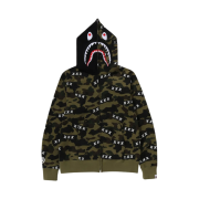 BAPE x God Selection XXX Shark Full Zip Hoodie Army Green