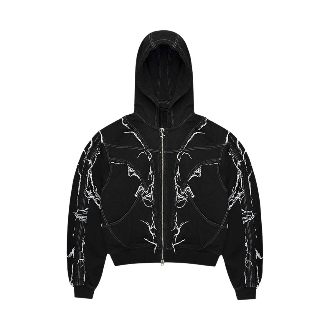 BLR24SSHZ01 BLR Raw Edged Hoodie Zip-up Black