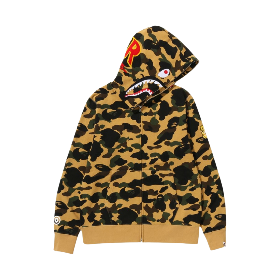 베이프 PONR 퍼스트 카모 세컨드 샤크 풀 집 후드 옐로우(BAPE PONR 1st Camo 2nd Shark Full Zip Hoodie Yellow)