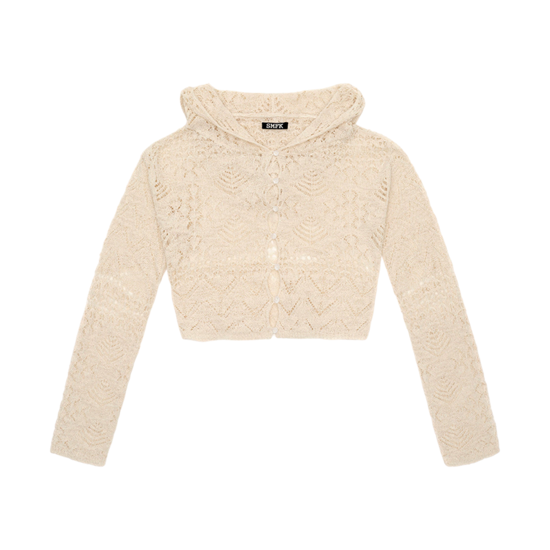 (W) 에스엠에프케이 와일드월드 스트레이 네팅 뮤럴 가디건 후드 샌드((W) SMFK Wildworld Stray Netting Mural Cardigan Hoodie Sand)