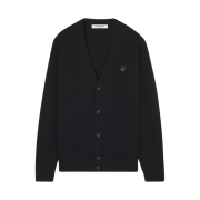 Maison Kitsune Bold Fox Head Patch Regular Cardigan in Lambswool Black