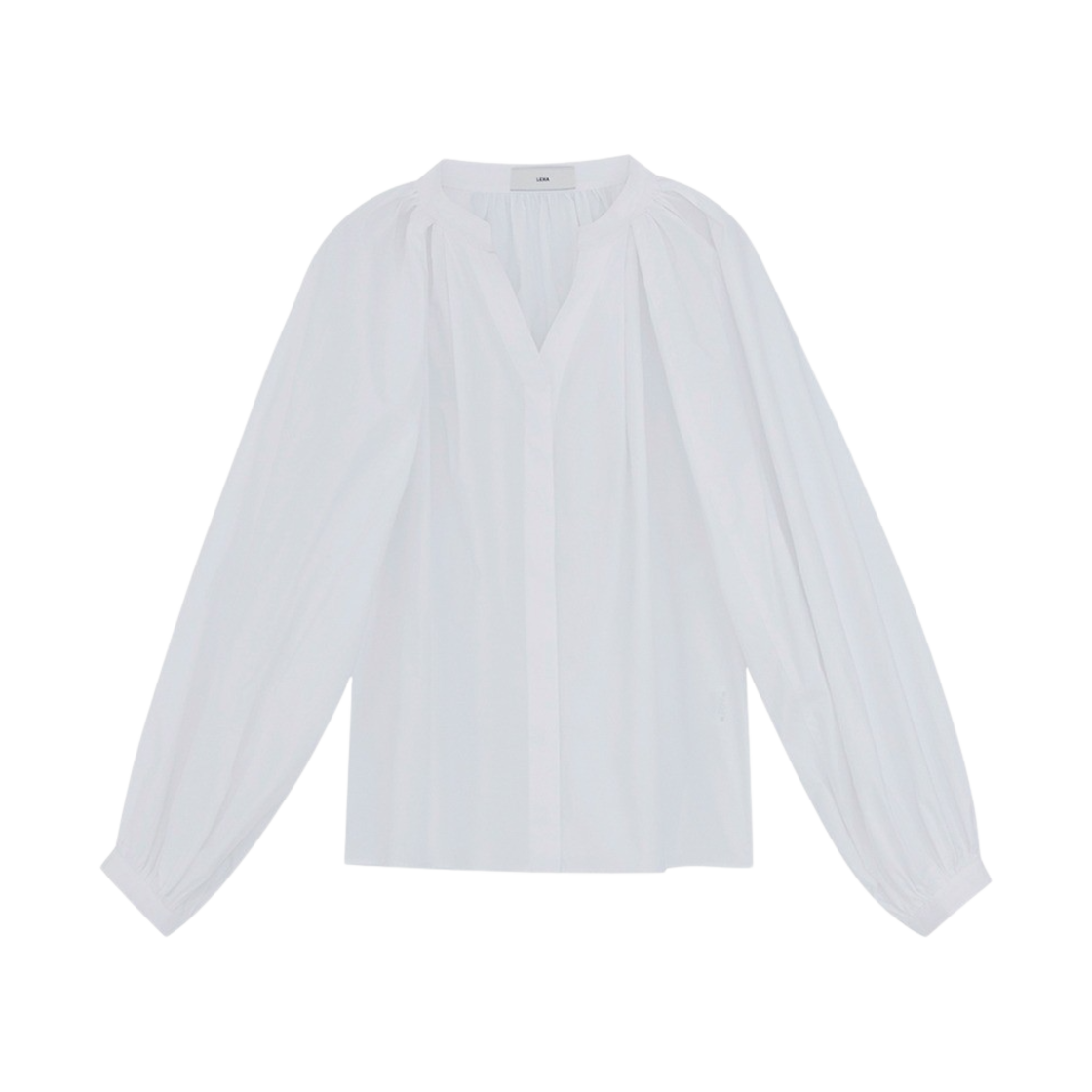 레하 우먼 프레이아 개더드 코튼 포플린 셔츠 화이트(Leha Women Freya Gathered Cotton Poplin Shirts White)