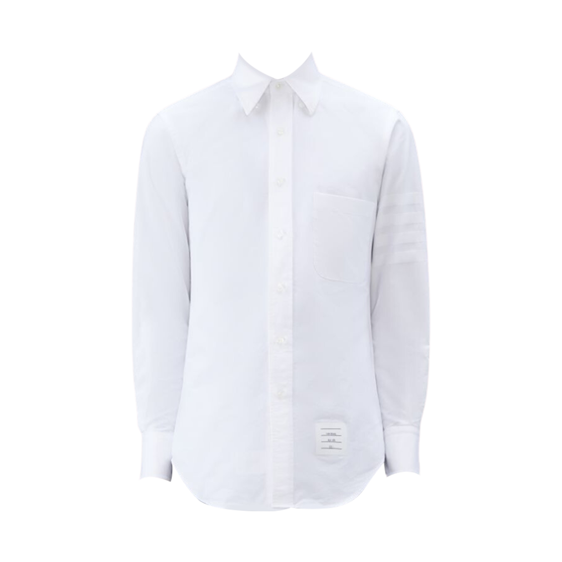 MWL001A-06496-100 Thom Browne Cotton Oxford Satin Weave 4-Bar Long Sleeve Shirt White