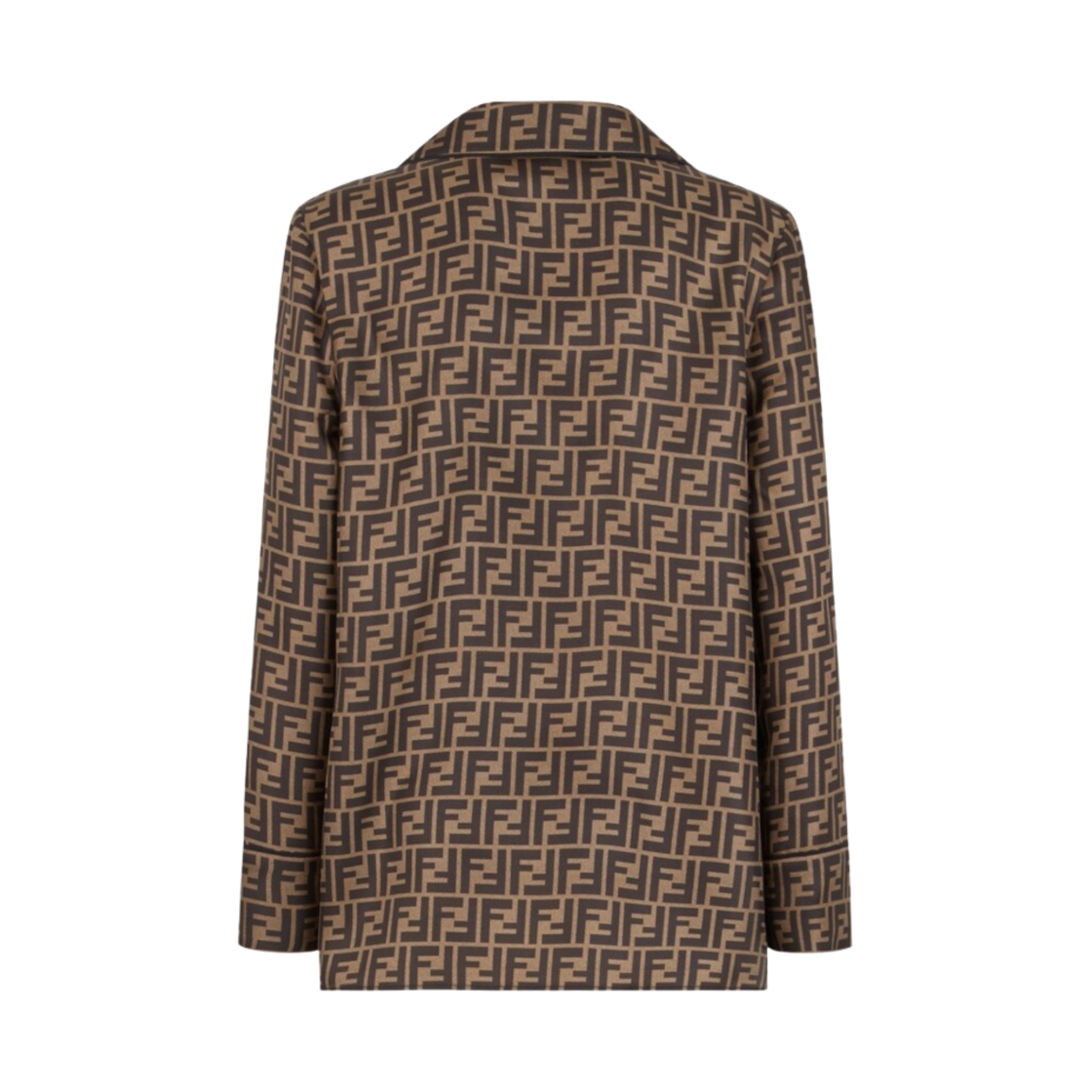 (W) 펜디 FF 모티프 트윌 셔츠 브라운((W) Fendi FF Motif Twill Shirt Brown) - 2