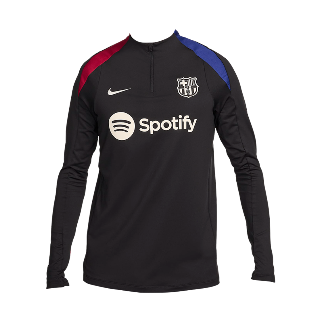 나이키 FC 바르셀로나 2024/25 스트라이크 드라이핏 드릴 탑 블랙 노블 레드 (논 마킹 버전)(Nike FC Barcelona 2024/25 Strike Dri-Fit Drill Top Black Noble Red (Non Marking Ver.))