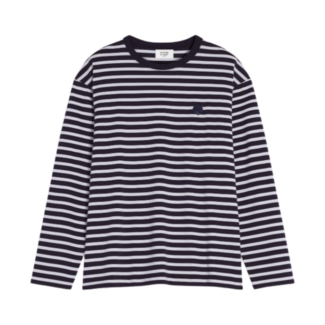 메종 키츠네 볼드 폭스 헤드 패치 컴포트 마린 티셔츠 네이비 스트라이프(Maison Kitsune Bold Fox Head Patch Comfort Marin T-Shirt Navy Stripe) - 1