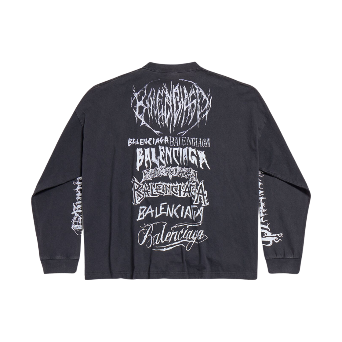발렌시아가 DIY 메탈 롱슬리브 티셔츠 미디엄 핏 블랙 화이트(Balenciaga DIY Metal Long Sleeve T-Shirt Medium Fit in Black White) - 2