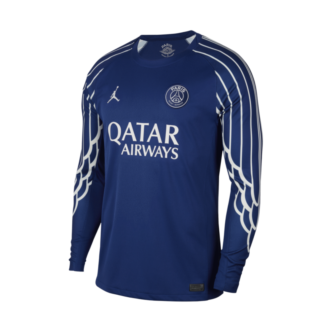 HJ0867-493 Jordan x Paris Saint-Germain 2024/25 Stadium 4th Dri-Fit Replica Long-Sleeve Jersey Blue Void Phantom (Non Marking Ver.)