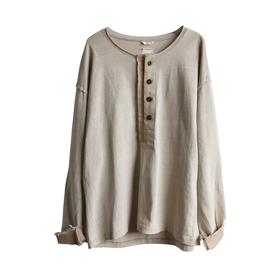 25SSTS03BGE NA A NANA Cut Off Henley Neck T-Shirt Beige