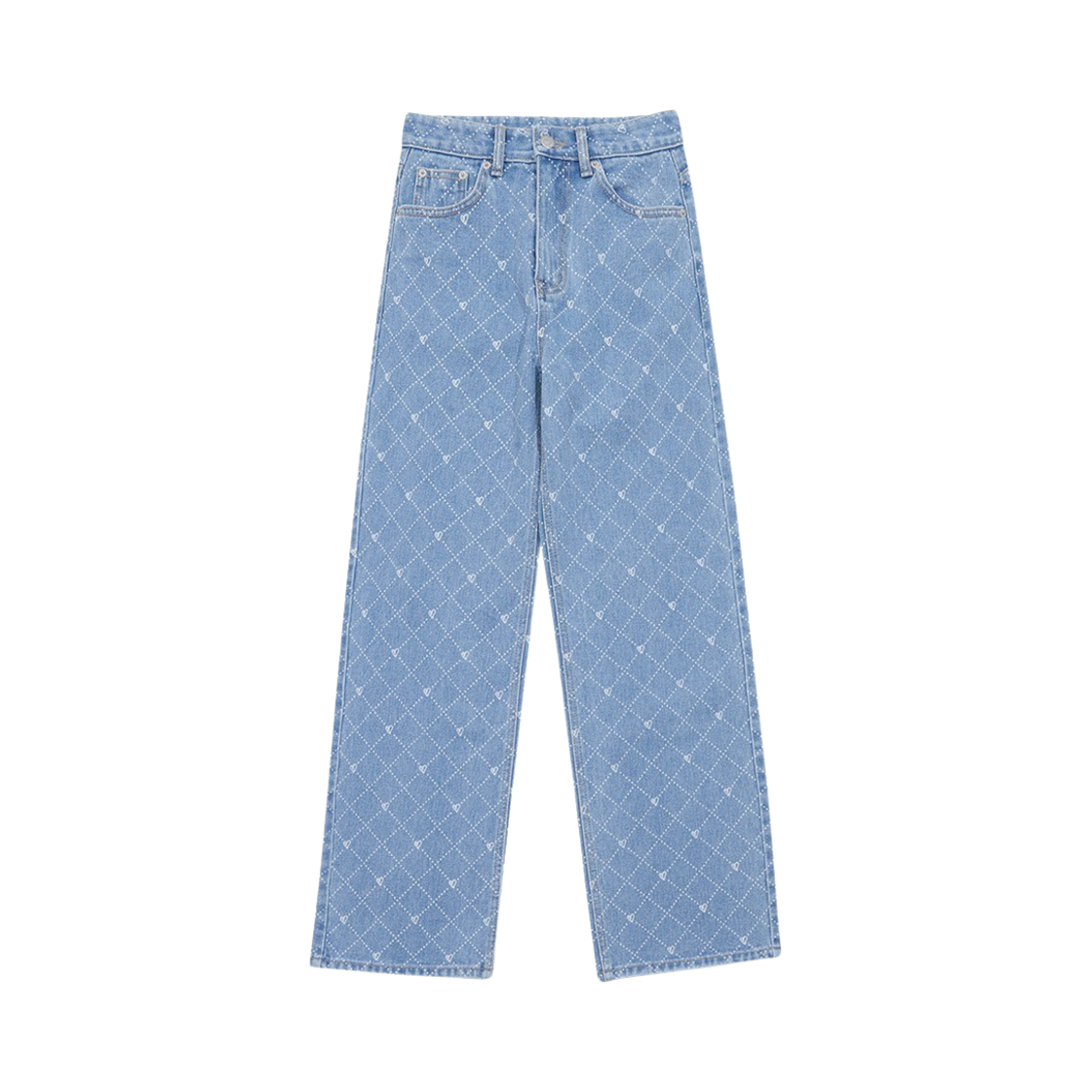 마가린핑거스 하트 아가일 데님 팬츠 라이트 블루(Margarin Fingers Heart Argyle Denim Pants Light Blue) - 1