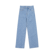 Margarin Fingers Heart Argyle Denim Pants Light Blue