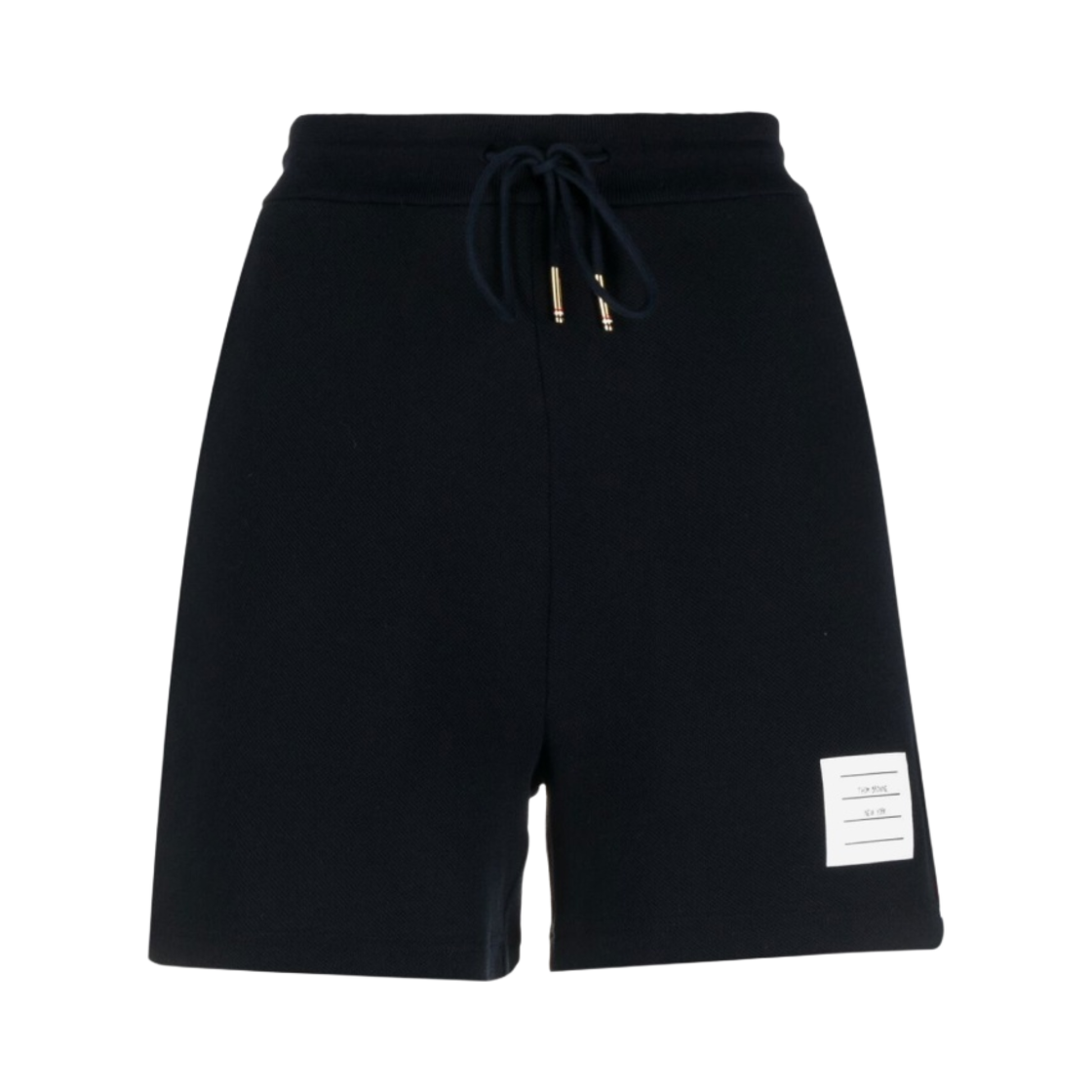 FJQ088A-00050-415 (W) Thom Browne Pique Stripe Rib Gusset Shorts Navy