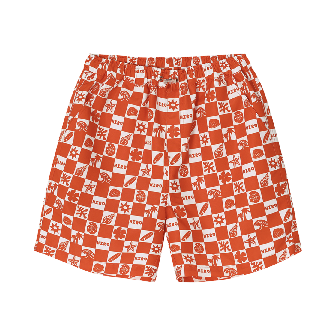(키즈) 히로 드로잉 체커 쇼츠 레드((Kids) Hiro Drawing Checker Shorts Red)