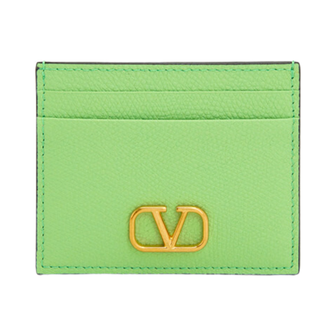 P0V32SNPYEG Valentino Vlogo Signature Grainy Calfskin Card Holder Green
