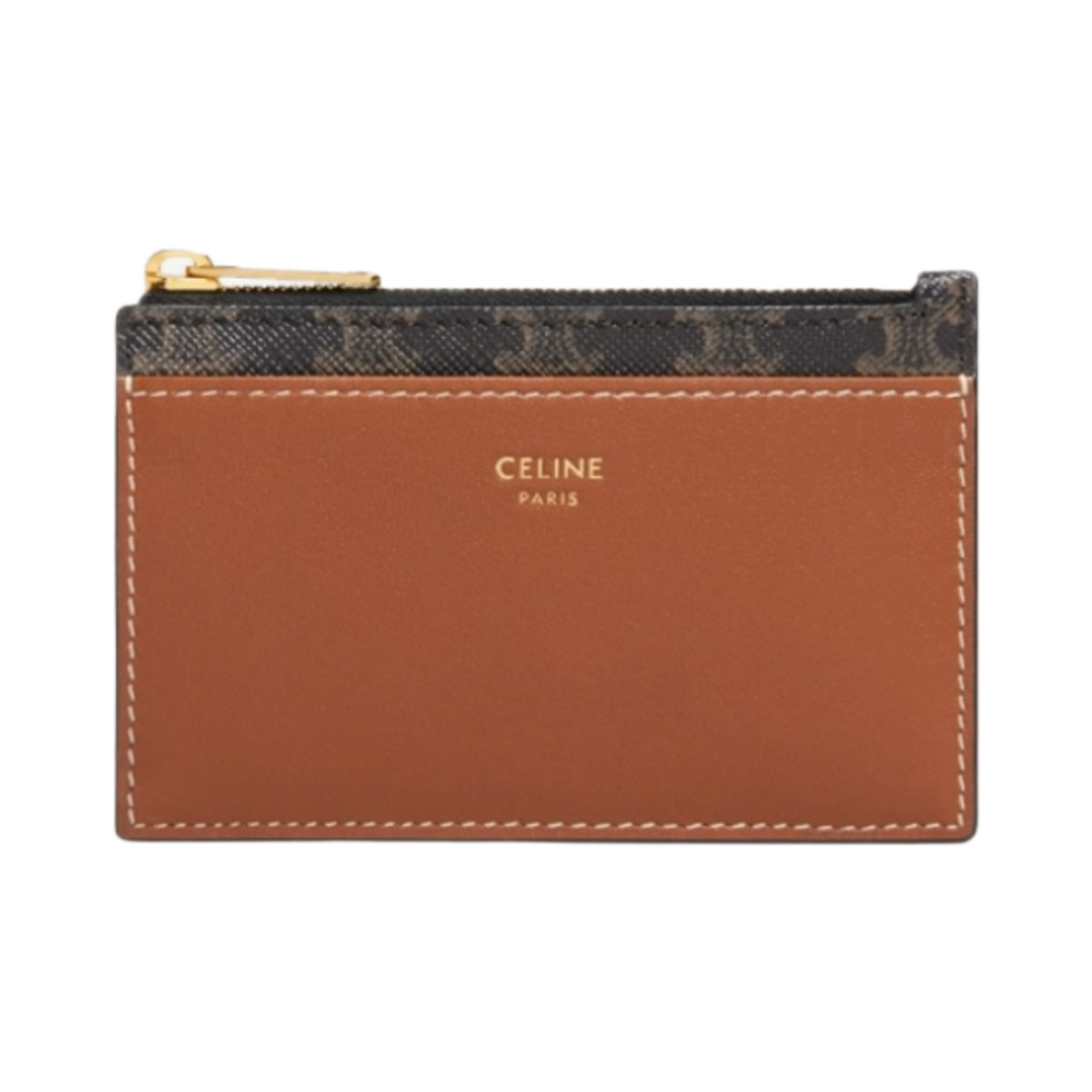 셀린느 트리옹프 캔버스 & 램스킨 지퍼 카드 홀더 탄(Celine Zipped Card Holder in Triomphe Canvas and Lambskin Tan)