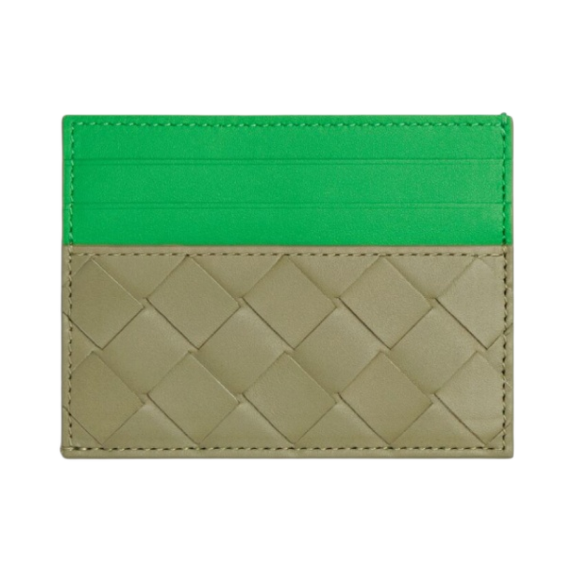 보테가 베네타 인트레치아토 크레딧 카드 케이스 트래버틴 패러킷(Bottega Veneta Intrecciato Credit Card Case Travertine Parakeet) - 1