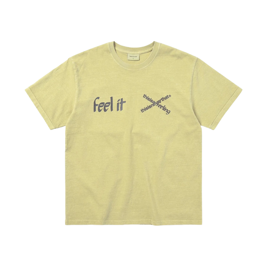 디스이즈네버댓 x 퍼블릭 릴리즈 필 잇 티셔츠 페이디드 옐로우(Thisisneverthat x Public Release Feel It T-Shirt Faded Yellow) - 1