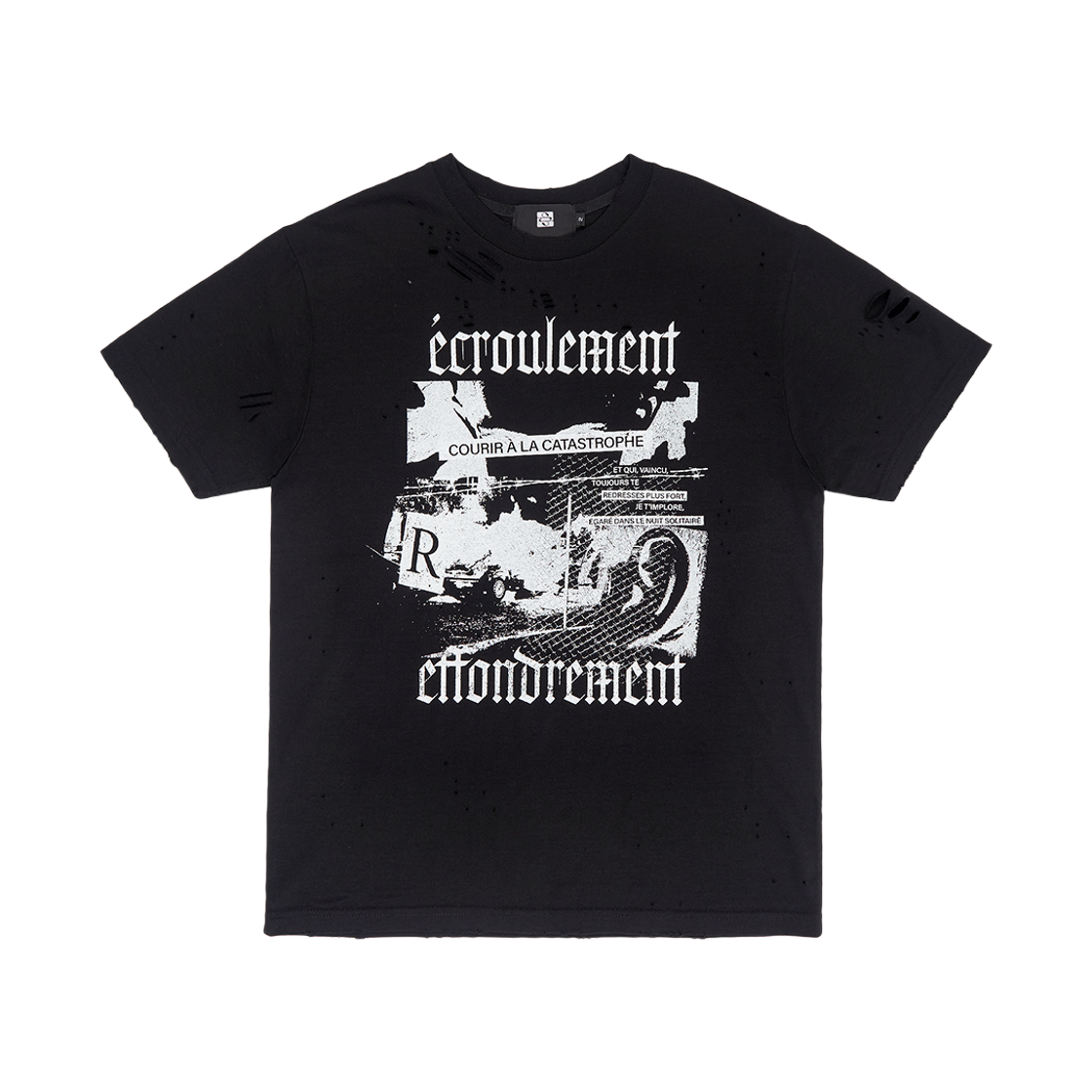 선데이오프클럽 이쿠리머 핸드 디스트레스드 티셔츠 블랙(Sundayoffclub Ecroulement Hand Distressed T-shirt Black)