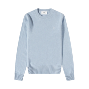 AMI de Coeur Tone-On-Tone Cashmere Crewneck Sweater Pale Blue
