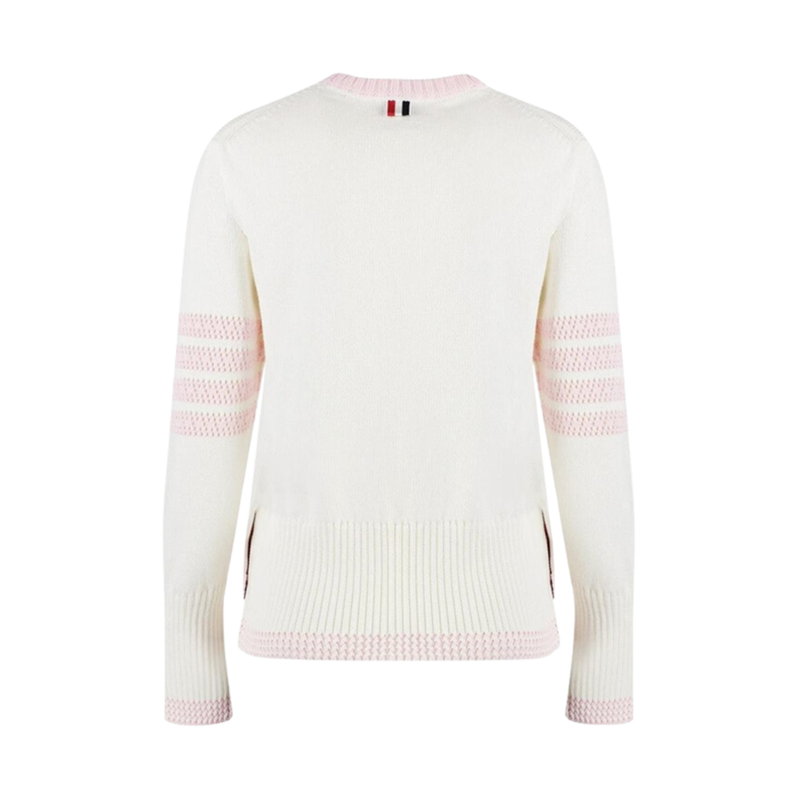 (W) 톰브라운 저지 사선 크루넥 포인텔 풀오버 화이트((W) Thom Browne Jersey 4-Bar Crew Neck Pointelle Pullover White) - 2