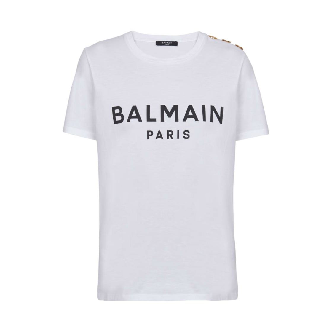 (W) 발망 파리 프린트 티셔츠 화이트((W) Balmain T-Shirt with Paris Print White)