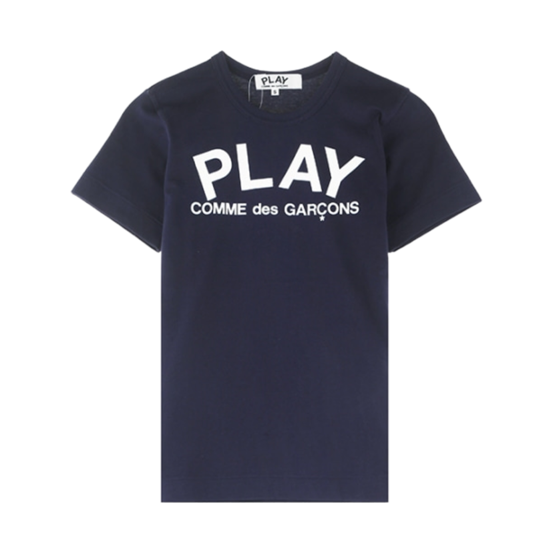 (W) 플레이 꼼데가르송 로고 티셔츠 네이비((W) Play Comme des Garcons Logo T-Shirt Navy) - 1