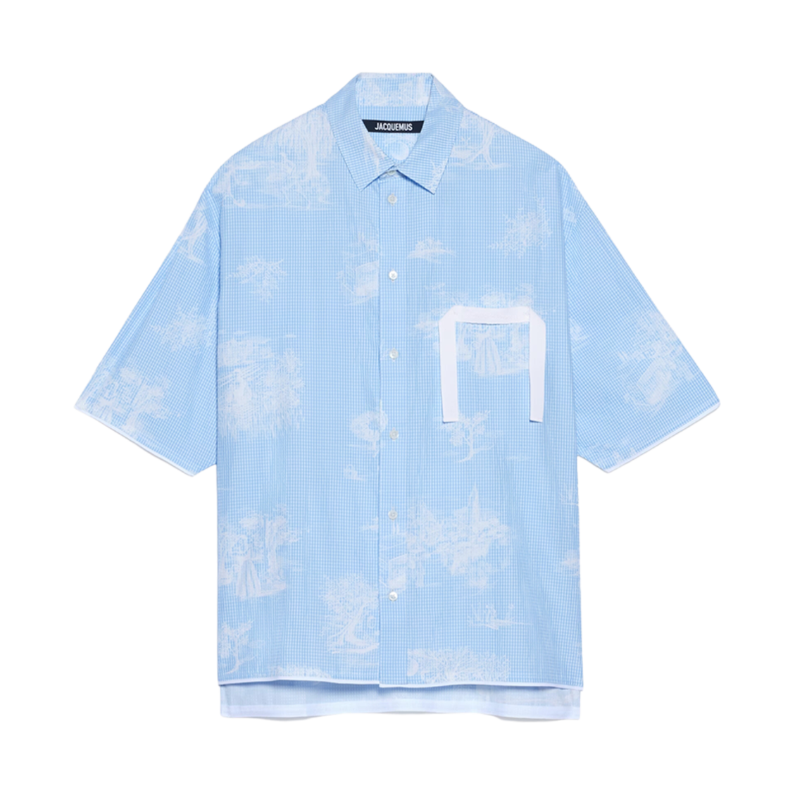 자크뮈스 라 슈미즈 카브리 박시 그로그랭 로고 셔츠 프린트 트왈 드 주이 블루(Jacquemus La Chemise Cabri Boxy Grosgrain Logo Shirt Print Toile De Jouy Blue) - 1