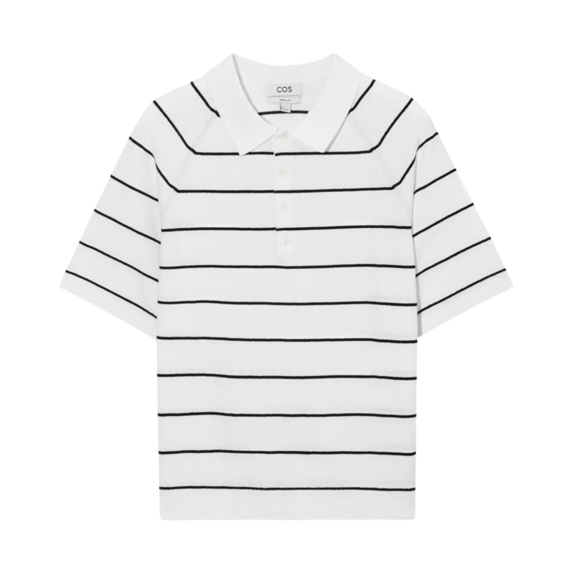코스 텍스쳐드 스트라이프 폴로 셔츠 화이트 블랙(COS Textured Striped Polo Shirt White Black) - 1