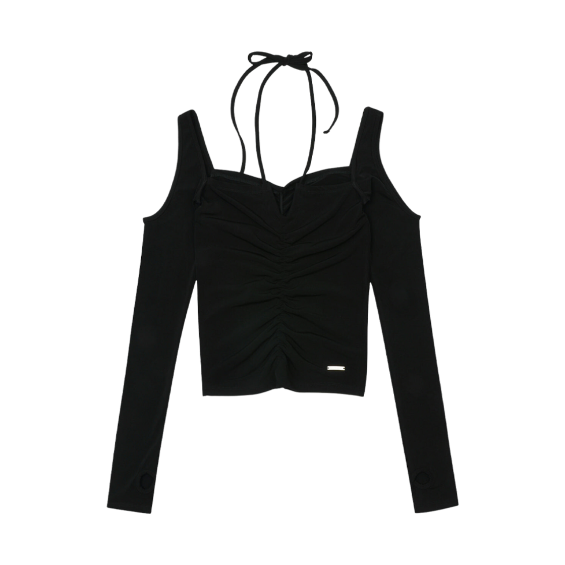 - (W) Bohemian Seoul Shirring Halter Warmer T-Shirt Black