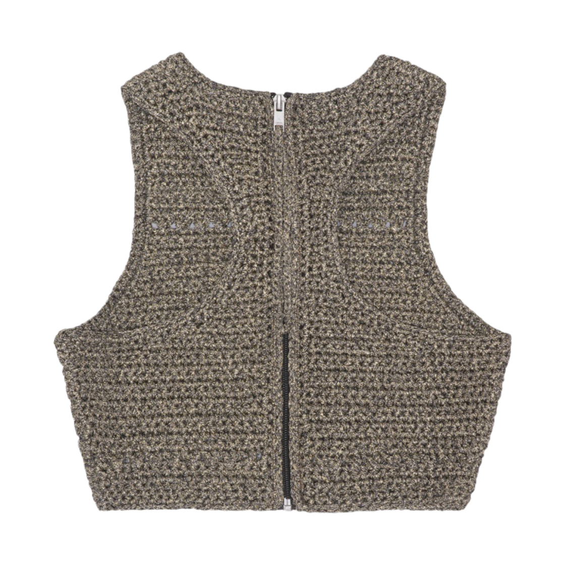 (W) 가니 크로쉐 레이서백 탑 블랙 골드((W) Ganni Crochet Racerback Top Black Gold) - 2