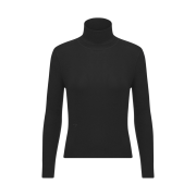 (W) Dior Turtleneck Sweater Black Cashmere Silk Ribbed Knit