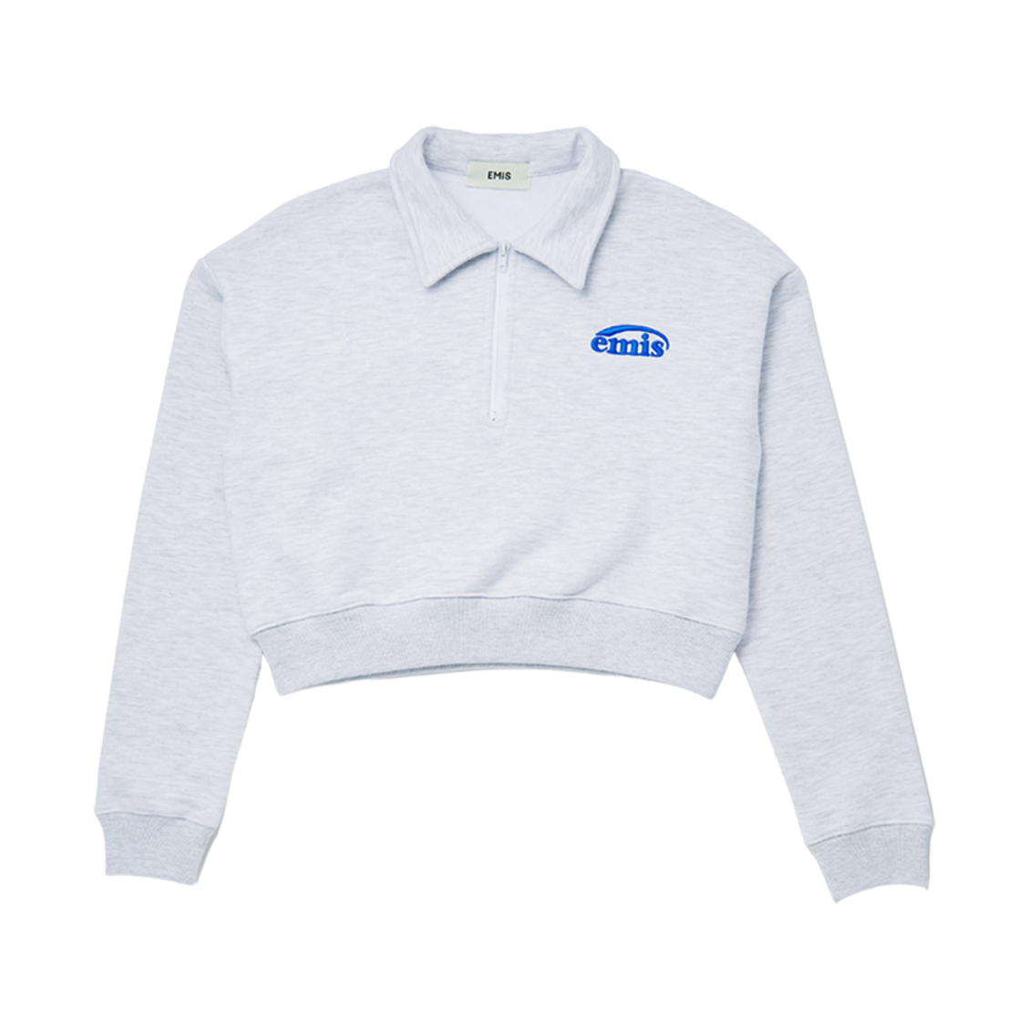 (W) 이미스 뉴 로고 크롭 집업 멜란지 그레이 - 22SS((W) Emis New Logo Cropped Zip Up Melange Gray - 22SS)