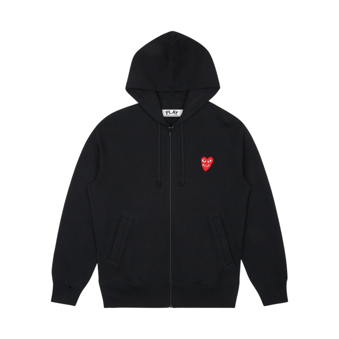 (W) 플레이 꼼데가르송 더블 하트 후드 집업 블랙((W) Play Comme des Garcons Double Heart Zip Hooded Sweatshirt Black)