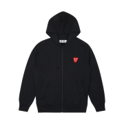 (W) Play Comme des Garcons Double Heart Zip Hooded Sweatshirt Black