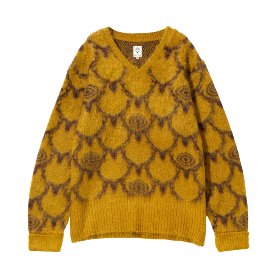 사우스2 웨스트8 루즈핏 브이넥 스웨터 스컬 타겟 엘로우 골드(South2 West8 Loose Fit V Neck Sweater Skull Target Yellow Gold) - 1