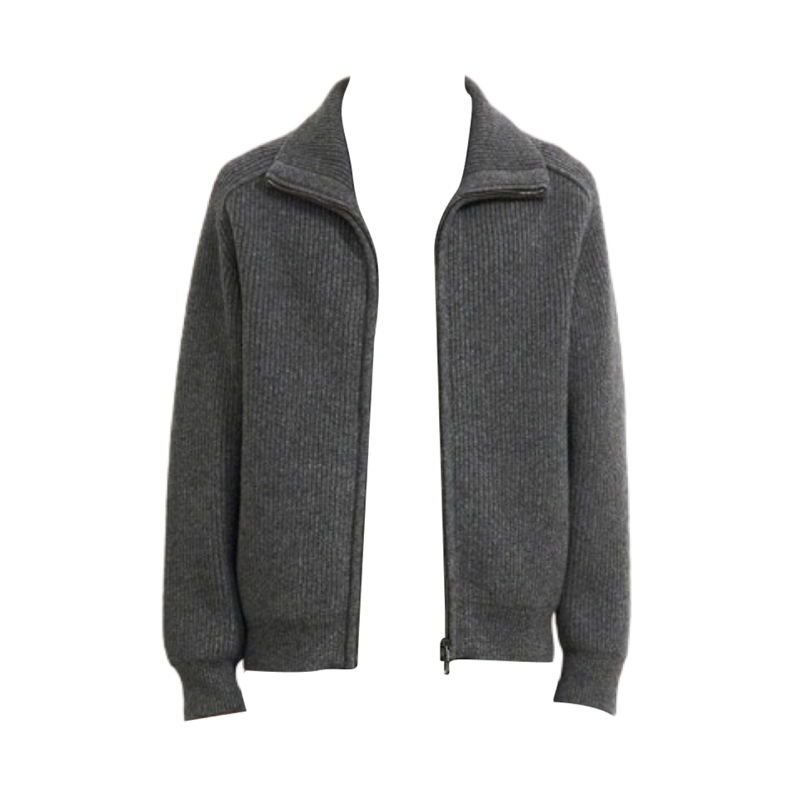 타임 옴므 울 블렌드 립드 집업 가디건 차콜 그레이(Time Homme Wool Blend Ribbed Zip Up Cardigan Charcoal Grey)