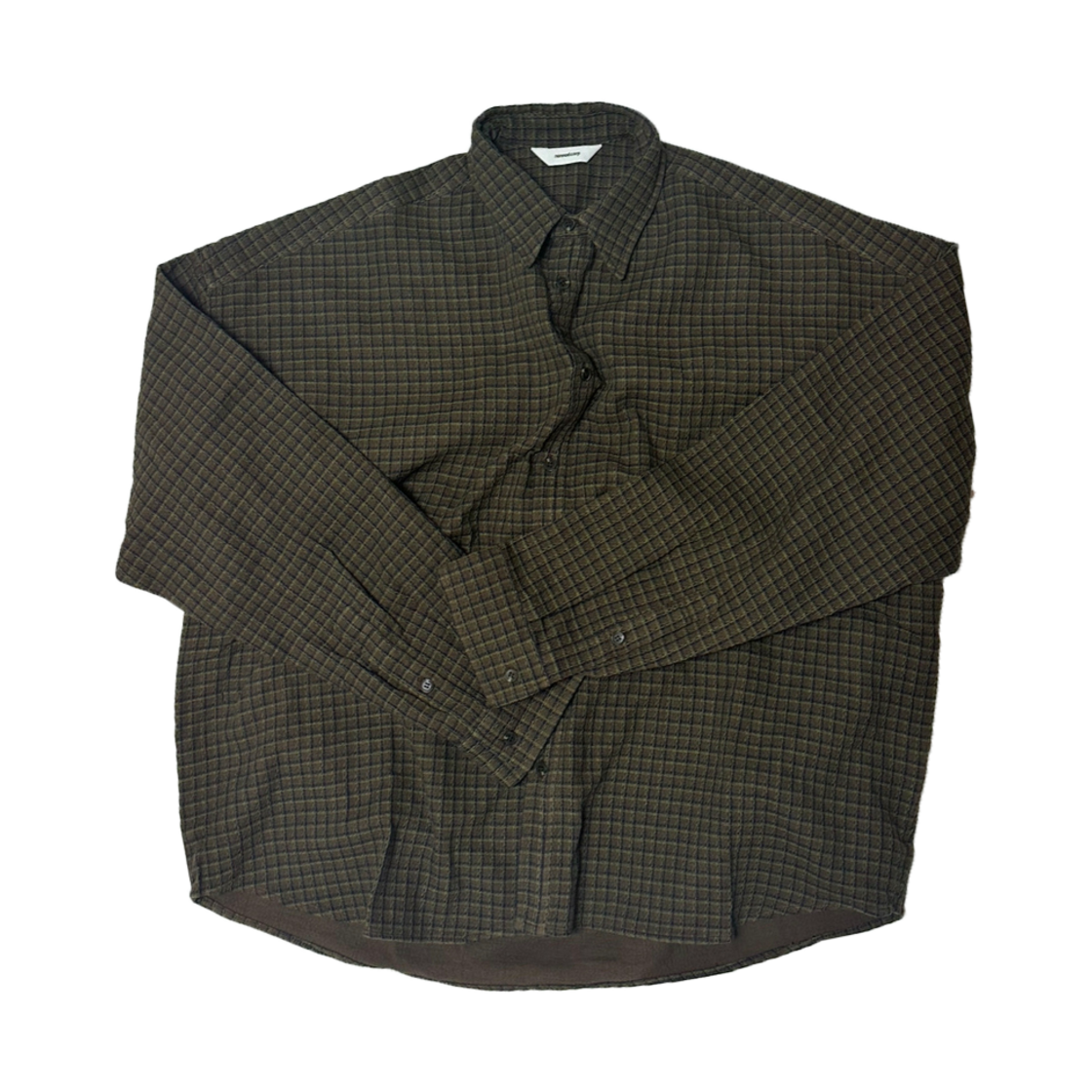논노드 크롭 플렉시블 스트링 체크 셔츠(Nonnod Cropped Flexible String Check Shirt Brown)