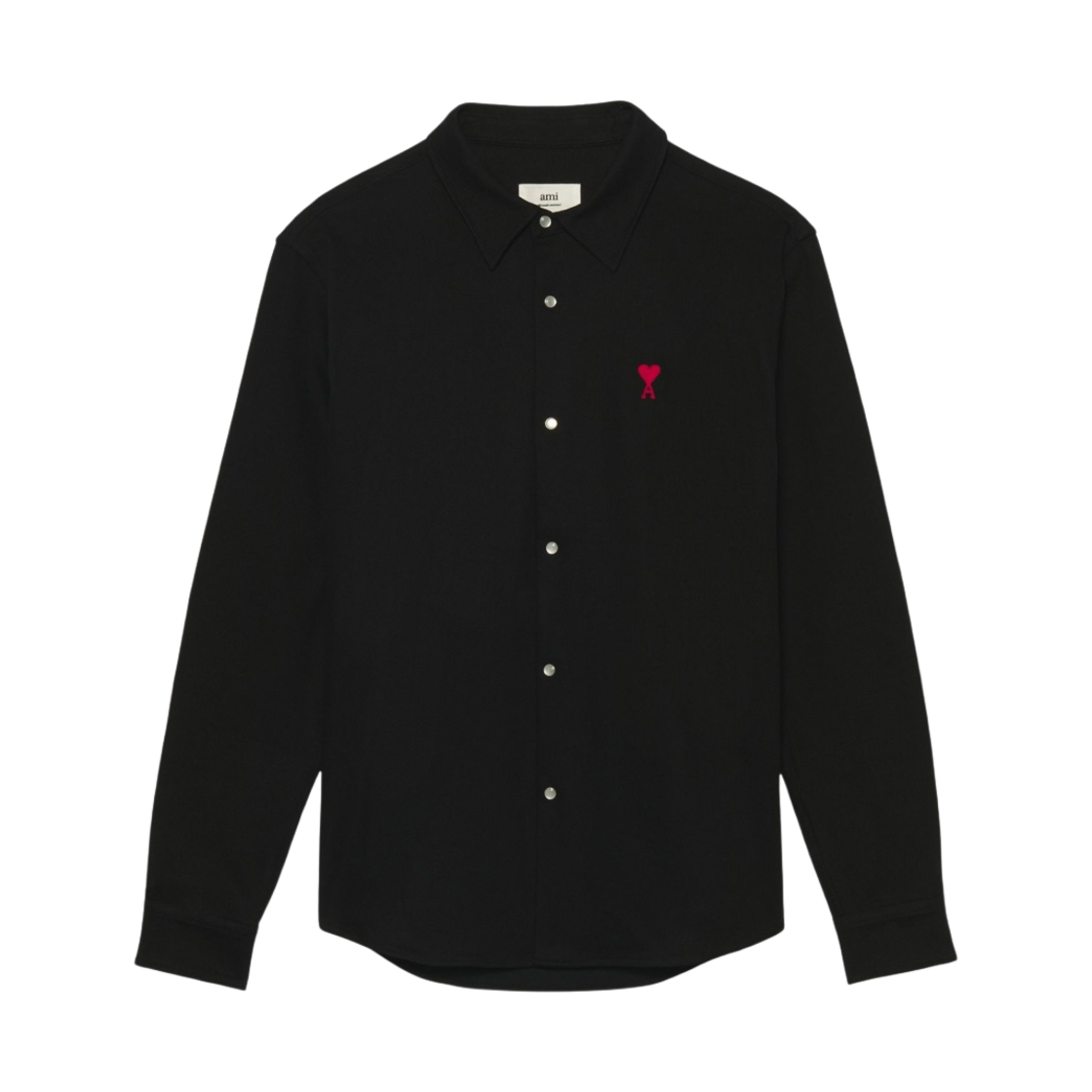 아미 스몰 하트 로고 코튼 데님 셔츠 블랙
