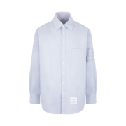 Thom Browne Striped Detail Long Sleeved Shirt Light Blue