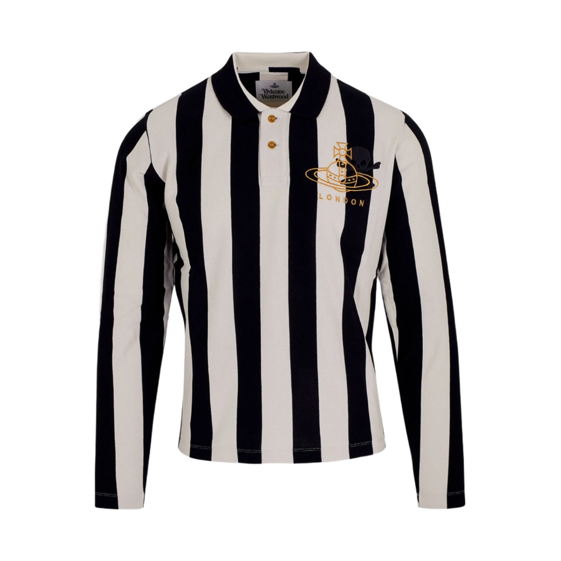 비비안 웨스트우드 롱슬리브 클래식 폴로 탑 블랙 크림(Vivienne Westwood Long Sleeve Classic Polo Top Black Cream) - 1