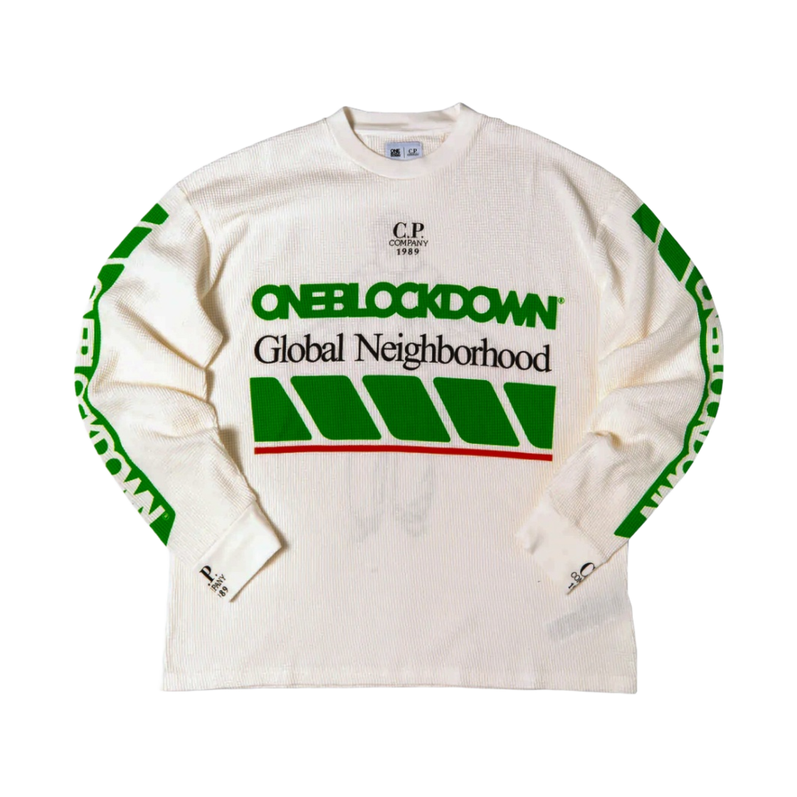 C.P. 컴퍼니 x 원 블록 다운 와플 저지 롱 슬리브 티셔츠 화이트 - 23FW(C.P. Company x One Block Down Waffle Jersey Long Sleeved T-Shirt White - 23FW) - 1