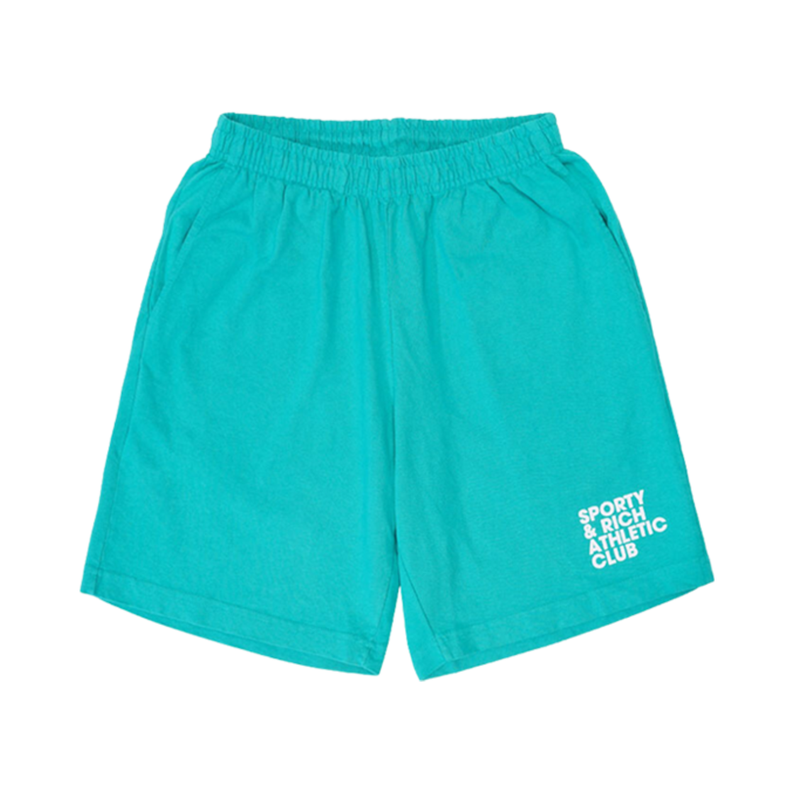 SH462TU Sporty & Rich Logo Print Track Shorts Turquoise White