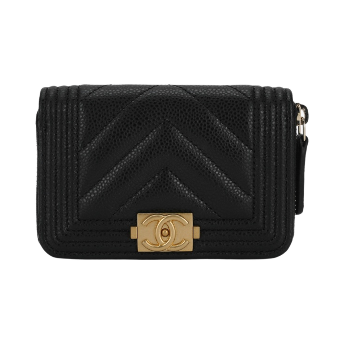 샤넬 보이 샤넬 지퍼 동전 지갑 그레인드 카프스킨 & 골드 메탈 블랙(Chanel Boy Chanel Zipped Coin Purse Grained Calfskin & Gold Black)